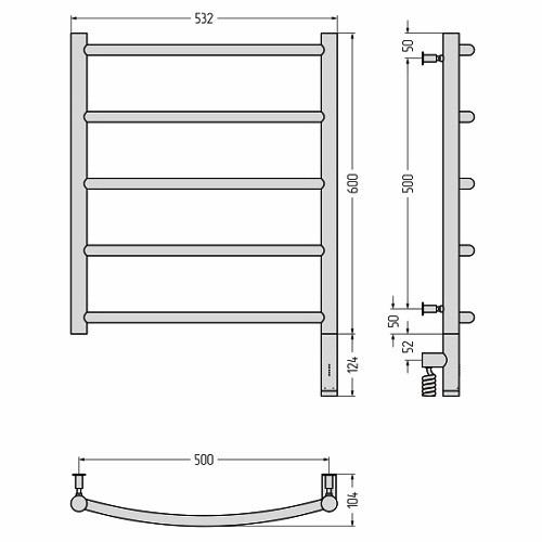Электрический полотенцесушитель Сунержа Галант 3.0 600х500 МЭМ правый (Без покрытия)