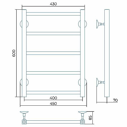 Водяной полотенцесушитель Larusso Феличия П5 400х600
