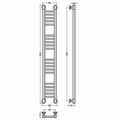 Водяной полотенцесушитель Сунержа Богема+ прямая 1200х150 (Без покрытия)